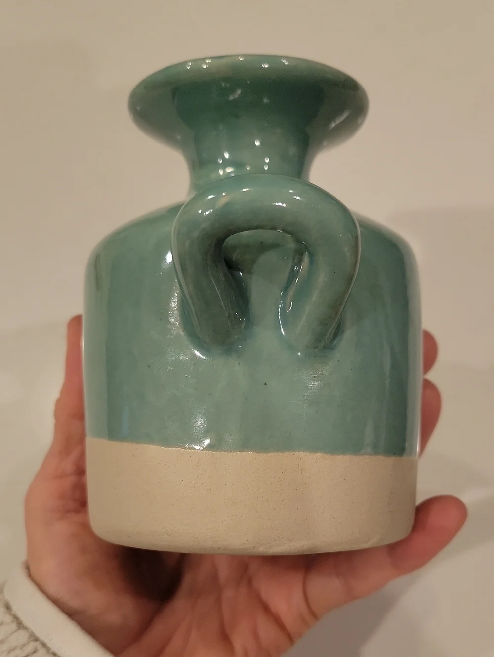 Retired Anthropologie Teal Mint Pottery Vase